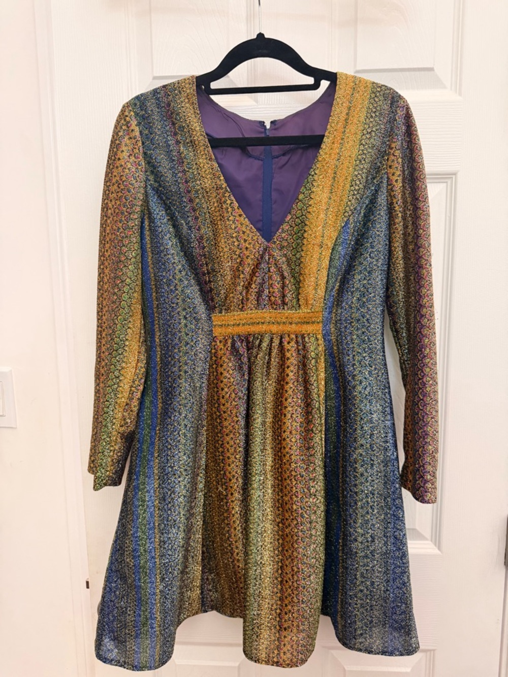 Vintage Metallic Stripe Mini Dress